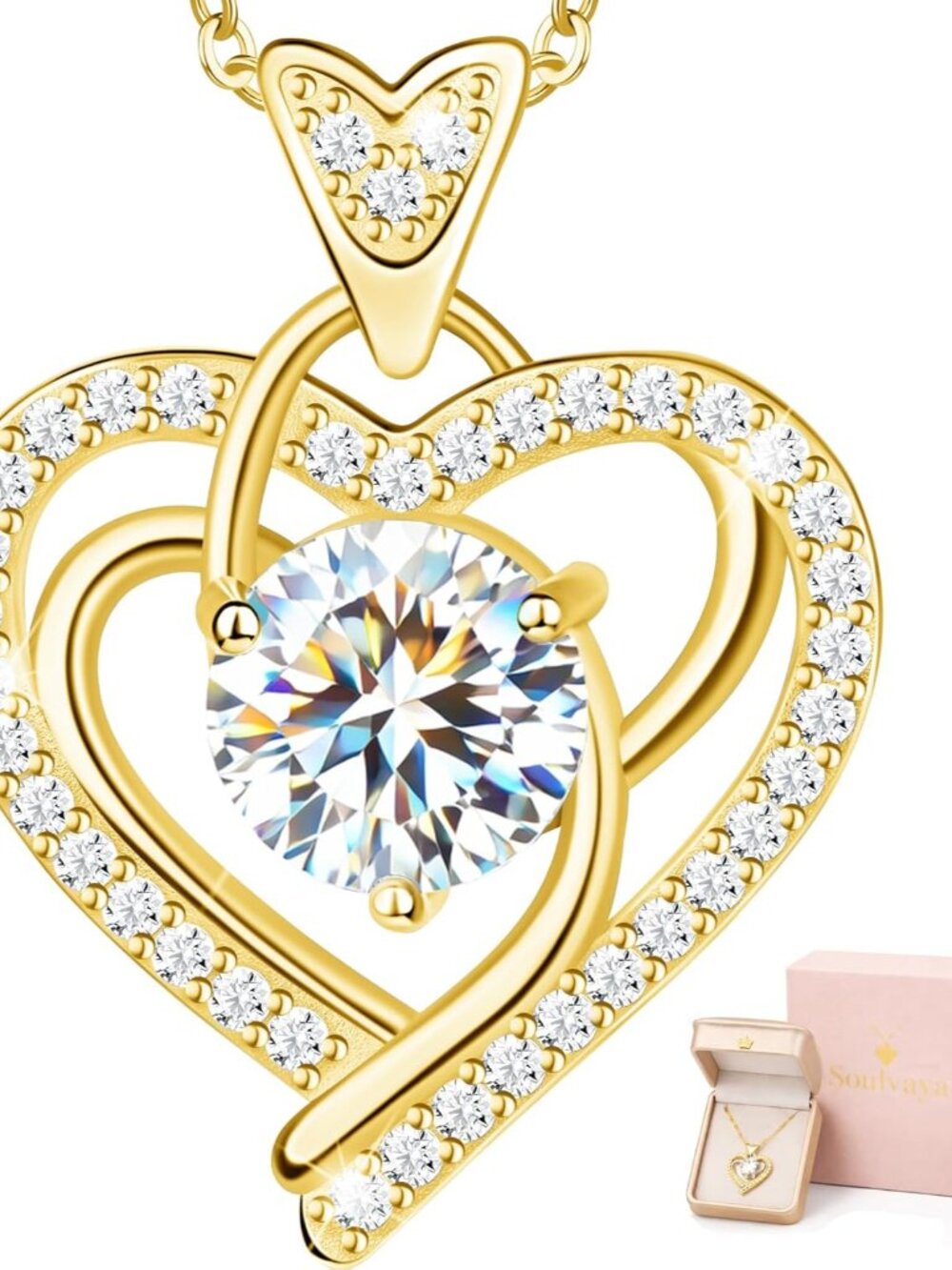 Moissanite Heart Pendant Necklace for Women – Amulet for Attracting and Preservi